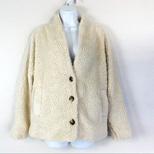 Fashion On Earth Cream Sherpa Teddy Coat Size S